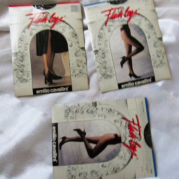 Lot of 3 Flash Legs Emilio Cavallini USA Pantyhose - sz. M,Black - Picture 1 of 5